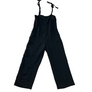 1.State Black Tie Strap Jumpsuit Small Wide Leg Cropped Minimalist